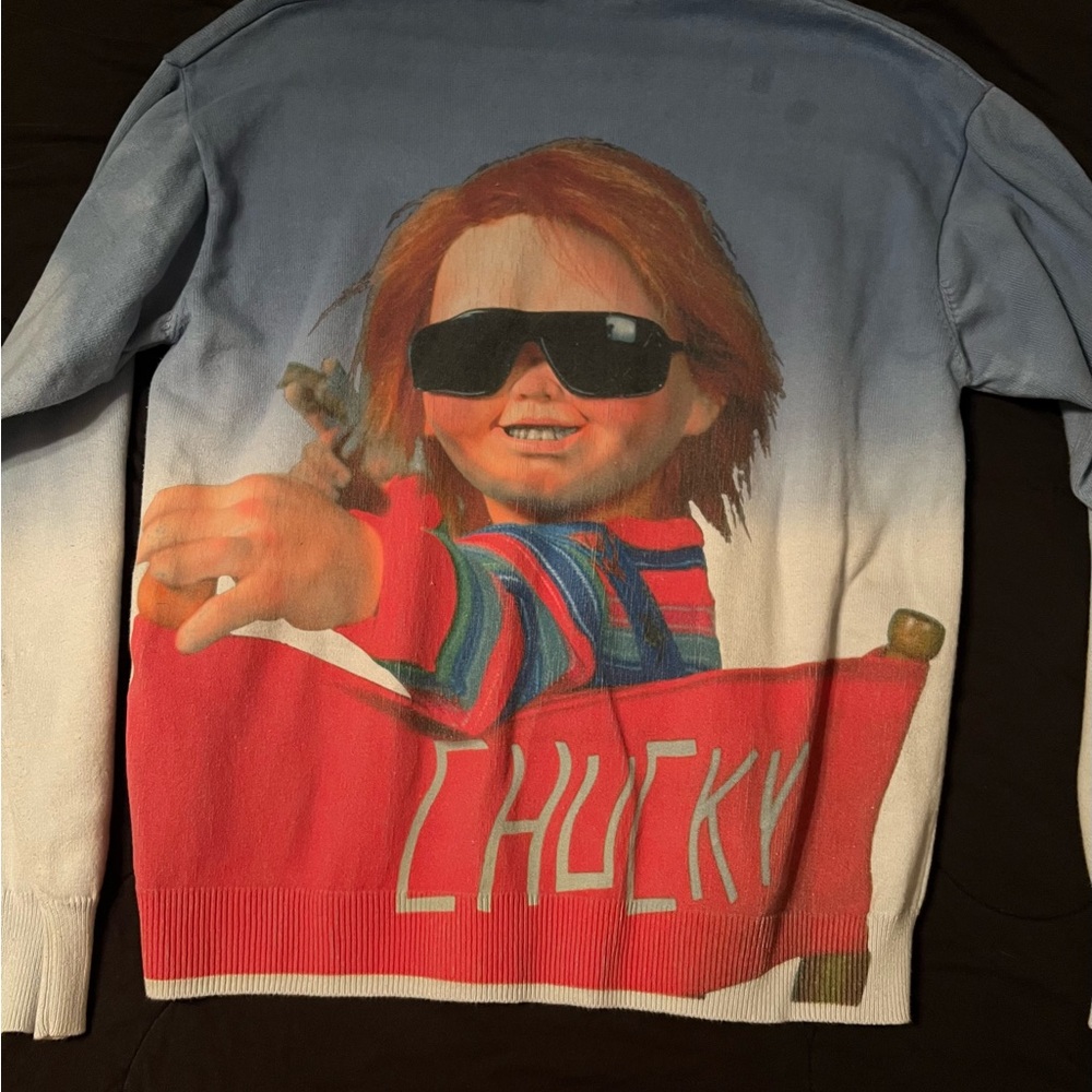 PALACE Chucky Graphic Crewneck Sweater - Red, Blue, White